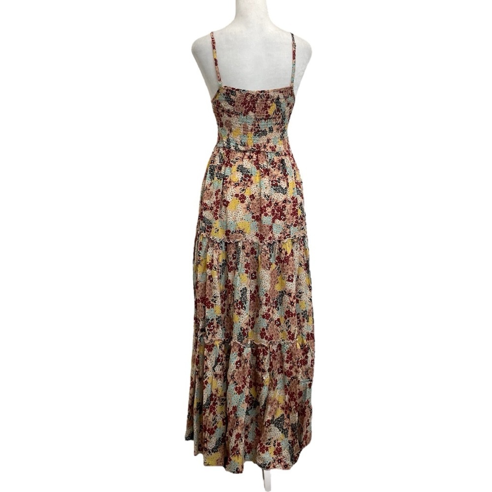 Abel the Label Smocked Upper Tiered Multicolor Floral Maxi Dress - Picture 4 of 11